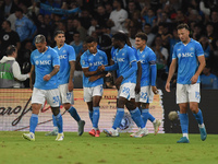 David Neres of SSC Napoli celebrates with team mates after scoring during the Serie A match between SSC Napoli and Como at Stadio Diego Arma...