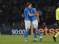 Scott McTominay and Amir Rrahmani of SSC Napoli celebrate at the end of the Serie A match between SSC Napoli and Como at Stadio Diego Armand...