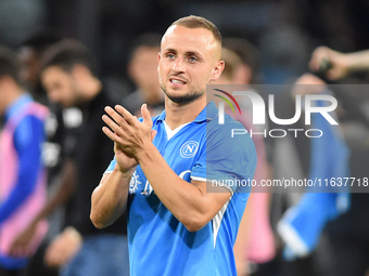 Stanislav Lobotka of SSC Napoli applauds fans at the end of the Serie A match between SSC Napoli and Como at Stadio Diego Armando Maradona N...