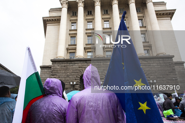 A protest takes place against the detention of Dzheyan Ibryamov, a member of the National Assembly of Bulgaria, in Sofia, Bulgaria, on Octob...