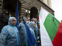 A protest takes place against the detention of Dzheyan Ibryamov, a member of the National Assembly of Bulgaria, in Sofia, Bulgaria, on Octob...