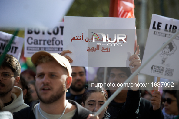 Hundreds of people demonstrate in Toulouse, France, on October 5, 2024, in support of Gazans, the Gaza Strip, Lebanese, and Lebanon. Since t...