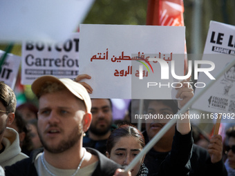 Hundreds of people demonstrate in Toulouse, France, on October 5, 2024, in support of Gazans, the Gaza Strip, Lebanese, and Lebanon. Since t...