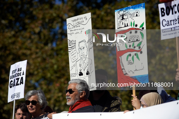 Hundreds of people demonstrate in Toulouse, France, on October 5, 2024, in support of Gazans, the Gaza Strip, Lebanese, and Lebanon. Since t...