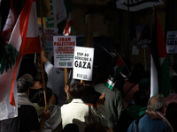 The placard reads 'stop to the genocide in Gaza'. Hundreds of people demonstrate in Toulouse, France, on October 5, 2024, in support of Gaza...