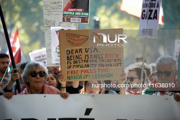 Hundreds of people demonstrate in Toulouse, France, on October 5, 2024, in support of Gazans, the Gaza Strip, Lebanese, and Lebanon. Since t...