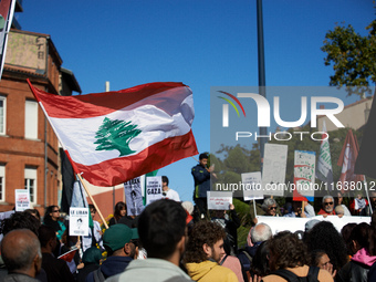 Hundreds of people demonstrate in Toulouse, France, on October 5, 2024, in support of Gazans, the Gaza Strip, Lebanese, and Lebanon. Since t...