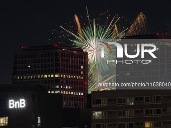 Fireworks illuminate the skyline of Yeouido during the Seoul International Fireworks Festival, drawing thousands of spectators and photograp...