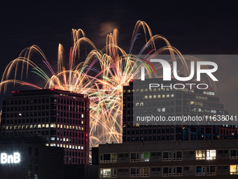 Fireworks illuminate the skyline of Yeouido during the Seoul International Fireworks Festival, drawing thousands of spectators and photograp...