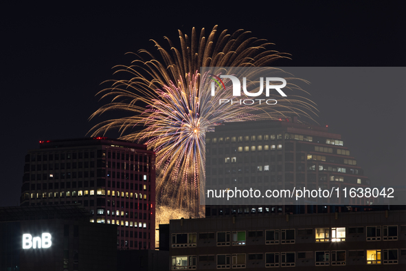 Fireworks illuminate the skyline of Yeouido during the Seoul International Fireworks Festival, drawing thousands of spectators and photograp...