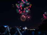 Fireworks illuminate the skyline of Yeouido during the Seoul International Fireworks Festival, drawing thousands of spectators and photograp...