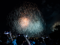 Fireworks illuminate the skyline of Yeouido during the Seoul International Fireworks Festival, drawing thousands of spectators and photograp...