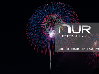 Fireworks illuminate the skyline of Yeouido during the Seoul International Fireworks Festival, drawing thousands of spectators and photograp...