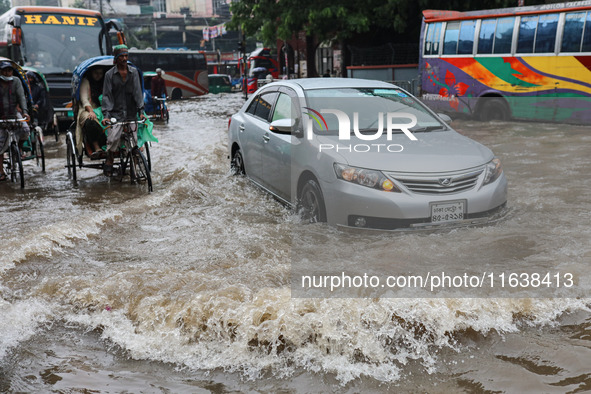 Continuous rain causes waterlogging in different areas of the capital, disrupting the daily life of the residents, on October 5, 2024. 