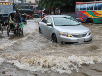 Continuous rain causes waterlogging in different areas of the capital, disrupting the daily life of the residents, on October 5, 2024. (