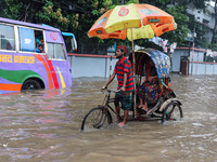 Continuous rain causes waterlogging in different areas of the capital, disrupting the daily life of the residents, on October 5, 2024. (