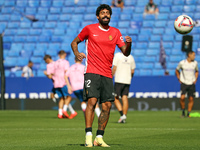 Samu Costa plays during the match between RCD Espanyol and RCD Mallorca in week 9 of LaLiga EA Sports at the RCDE Stadium in Barcelona, Spai...