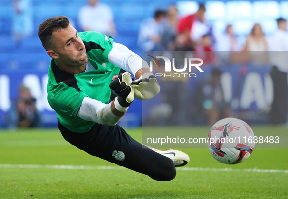 Dominik Greif plays during the match between RCD Espanyol and RCD Mallorca in week 9 of LaLiga EA Sports at the RCDE Stadium in Barcelona, S...