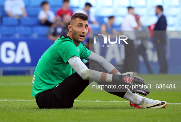 Dominik Greif plays during the match between RCD Espanyol and RCD Mallorca in week 9 of LaLiga EA Sports at the RCDE Stadium in Barcelona, S...