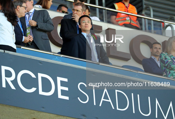 The vice president of RCD Espanyol, Mao Ye Wu, attends the match between RCD Espanyol and RCD Mallorca during week 9 of LaLiga EA Sports at...