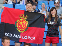 RCD Mallorca supporters attend the match between RCD Espanyol and RCD Mallorca during week 9 of LaLiga EA Sports at the RCDE Stadium in Barc...