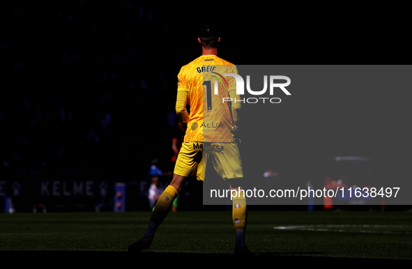 Dominik Greif plays during the match between RCD Espanyol and RCD Mallorca in week 9 of LaLiga EA Sports at the RCDE Stadium in Barcelona, S...