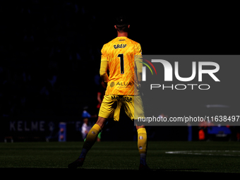 Dominik Greif plays during the match between RCD Espanyol and RCD Mallorca in week 9 of LaLiga EA Sports at the RCDE Stadium in Barcelona, S...