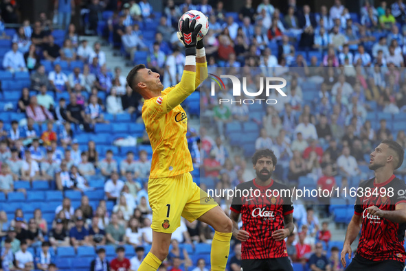 Dominik Greif plays during the match between RCD Espanyol and RCD Mallorca in week 9 of LaLiga EA Sports at the RCDE Stadium in Barcelona, S...