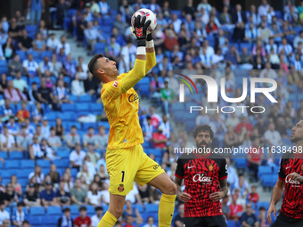 Dominik Greif plays during the match between RCD Espanyol and RCD Mallorca in week 9 of LaLiga EA Sports at the RCDE Stadium in Barcelona, S...