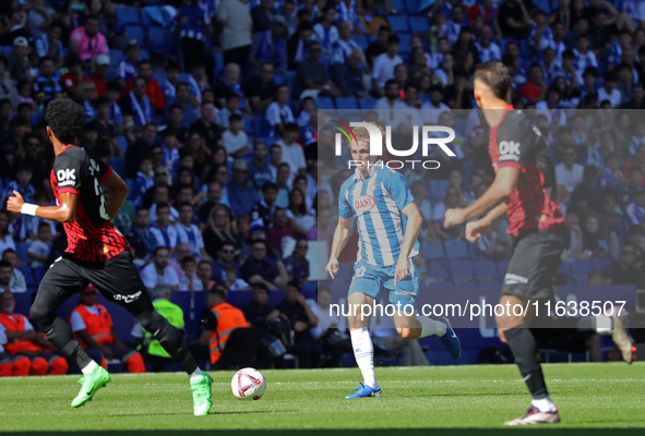 Alex Kral plays during the match between RCD Espanyol and RCD Mallorca in week 9 of LaLiga EA Sports at the RCDE Stadium in Barcelona, Spain...