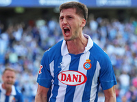 Marash Kumbulla celebrates a goal during the match between RCD Espanyol and RCD Mallorca in week 9 of LaLiga EA Sports, played at the RCDE S...