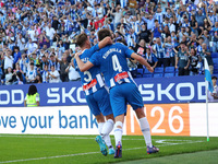 Marash Kumbulla celebrates a goal during the match between RCD Espanyol and RCD Mallorca in week 9 of LaLiga EA Sports, played at the RCDE S...