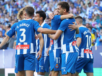 Marash Kumbulla celebrates a goal during the match between RCD Espanyol and RCD Mallorca in week 9 of LaLiga EA Sports, played at the RCDE S...