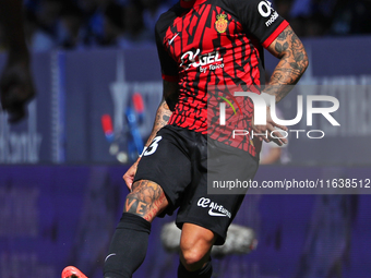 Pablo Maffeo plays during the match between RCD Espanyol and RCD Mallorca in week 9 of LaLiga EA Sports at the RCDE Stadium in Barcelona, Sp...