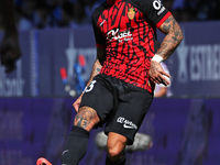 Pablo Maffeo plays during the match between RCD Espanyol and RCD Mallorca in week 9 of LaLiga EA Sports at the RCDE Stadium in Barcelona, Sp...