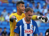 Dominik Greif and Irvin Cardona play during the match between RCD Espanyol and RCD Mallorca in week 9 of LaLiga EA Sports at the RCDE Stadiu...