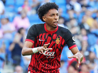 Johan Mojica plays during the match between RCD Espanyol and RCD Mallorca in week 9 of LaLiga EA Sports at the RCDE Stadium in Barcelona, Sp...