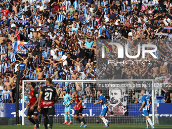 RCD Espanyol supporters attend the match between RCD Espanyol and RCD Mallorca during week 9 of LaLiga EA Sports at the RCDE Stadium in Barc...