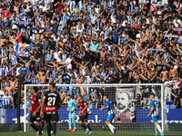 RCD Espanyol supporters attend the match between RCD Espanyol and RCD Mallorca during week 9 of LaLiga EA Sports at the RCDE Stadium in Barc...