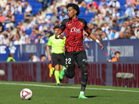 Johan Mojica plays during the match between RCD Espanyol and RCD Mallorca in week 9 of LaLiga EA Sports at the RCDE Stadium in Barcelona, Sp...