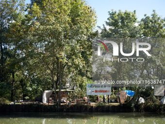 A general view of the ZAD against the LGV project on the Canal du Midi banks near Toulouse. Zadists (development protesters) begin to instal...