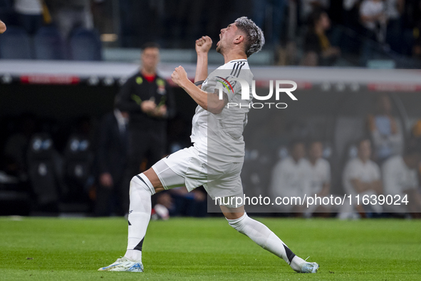 Federico Valverde of Real Madrid CF celebrates his goal during the La Liga EA Sports 2024/25 football match between Real Madrid CF and Villa...