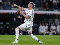 Federico Valverde of Real Madrid CF celebrates his goal during the La Liga EA Sports 2024/25 football match between Real Madrid CF and Villa...