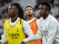 Jude Bellingham of Real Madrid CF warms up during the La Liga EA Sports 2024/25 football match between Real Madrid CF and Villarreal CF at E...