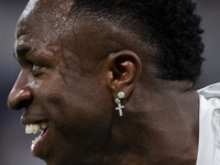 Vinicius Junior of Real Madrid CF smiles during the La Liga EA Sports 2024/25 football match between Real Madrid CF and Villarreal CF at Est...