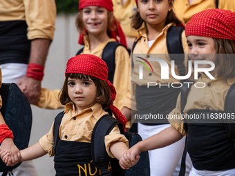 Children participate in the Concurs de Castells competition in Tarragona, Spain, on October 5, 2024. (