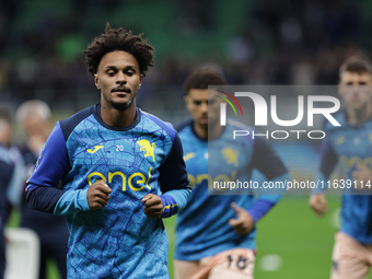 Valentino Lazaro participates in the Serie A 2024-2025 match between Inter and Torino in Milano, Italy, on October 5, 2024. (