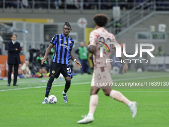 Yann Bisseck participates in the Serie A 2024-2025 match between Inter and Torino in Milano, Italy, on October 5, 2024. (