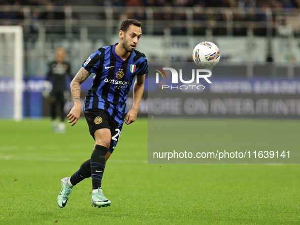 Hakan Calhanoglu participates in the Serie A 2024-2025 match between Inter and Torino in Milano, Italy, on October 5, 2024. 