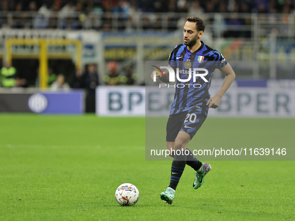 Hakan Calhanoglu participates in the Serie A 2024-2025 match between Inter and Torino in Milano, Italy, on October 5, 2024. 